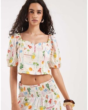 Vero Moda Short Sleeve Smock Top Co-ord - White