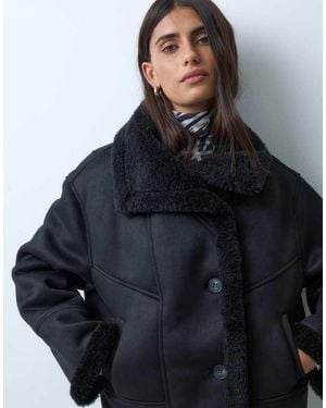 ASOS Jack Van Shearling Met Watervalkraag En Borgvoering - Blauw