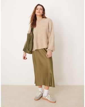 Y.A.S Satin Midi Skirt - Natural