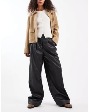 Miss Selfridge Faux Leather Wide Leg Trouser - Black