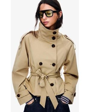 Bershka Korte Trenchcoat - Naturel