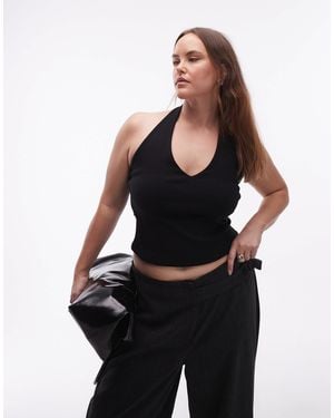 ASOS Asos Design Curve Compact Cotton Halterneck Top - Black