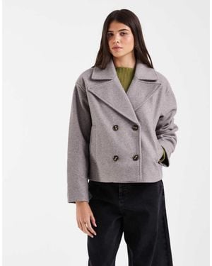 Vero Moda Short Double-breasted Formal Coat - Grey