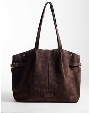 Barneys Originals Chocolate Cow Suede Shopper Bag - Black