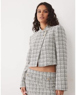 Miss Selfridge Clean Mandarin Crop Blazer - Gray