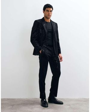ASOS Smalle Pantalon Van Fluweel Met Lovertjes - Blauw