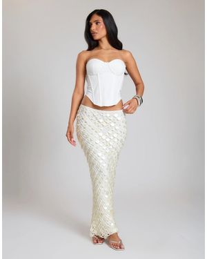 Missy Empire Knit Shell Maxi Skirt - Blue