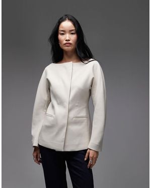 ARKET Wool Blend Boat Neck Blazer - Gray