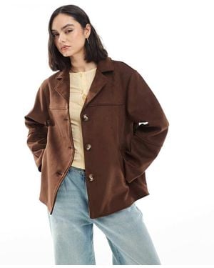ASOS Faux Suede Button Front Jacket - Blue