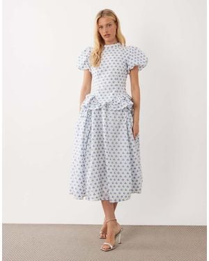 Sister Jane Dream Sea Salt Jacquard Mid Rise Skirt With Pockets Co-Ord - Blue