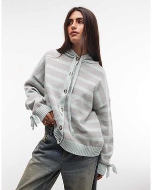 Daisy Street Jersey Con Capucha Y Botones En Rayas Gris Verdoso-Multi