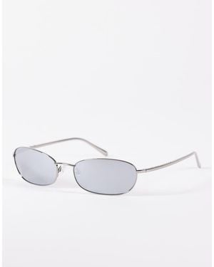 A.Kjærbede Jack Slim Oval Metal Frame Sunglasses - White