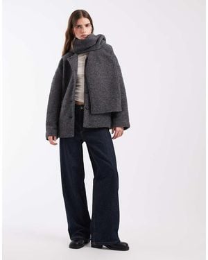 Object Jacquard Knit Scarf Jacket - Blue