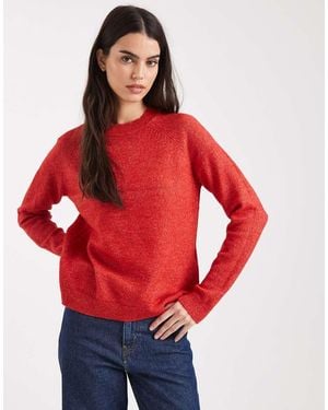 Pieces High Neck Jumper - Red