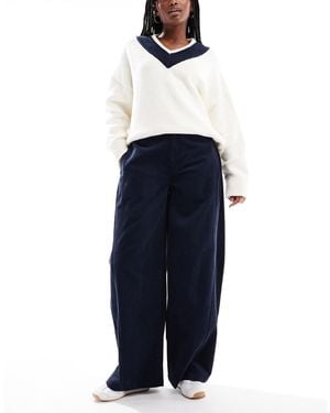ASOS Baby Cord Extreme Horseshoe Pants With Seam Detail - Blue