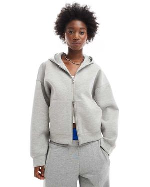 Weekday Sudadera Extragrande Con Capucha Y Cremallera De Tejido Efecto Neopreno Scarlet De - Gris