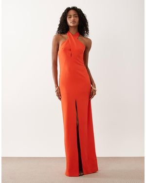 Mango – capsule – neckholder-maxikleid - Rot