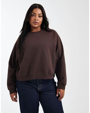 ASOS Asos Design Curve Oversized Brushback Sweatshirt With Raglan Detail - Blue