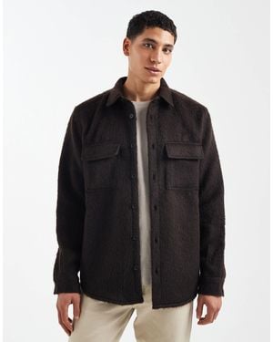 ASOS Brushed Wool Look Overshirt - Black