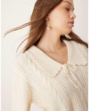 Nobody's Child Maglione Traforato Color Crema Con Colletto - Neutro