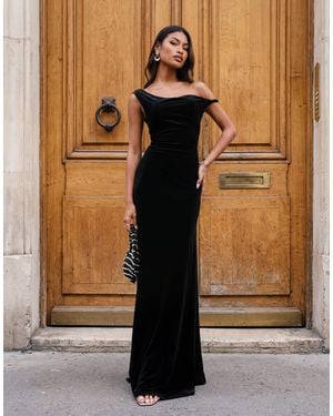 ASOS Twist Shoulder With Lace Up Back Maxi Dress - Black