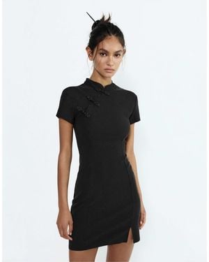 Pull&Bear Robe courte boutonnée avec nœuds - Noir