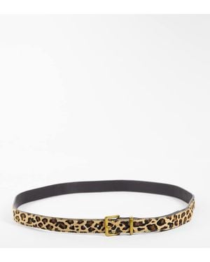 ASOS Asos Design Curve Leren Riem Met Vierkante Gesp En Luipaardprint - Bruin