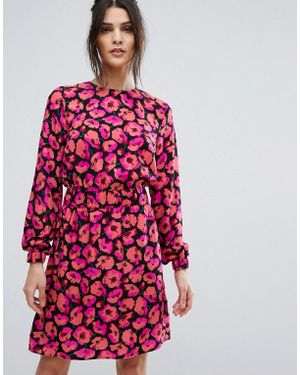 Warehouse Poppy Print Dress - Red