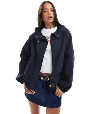 ASOS Nylon Ruched Funnel Neck Bomber Jacket - Blue