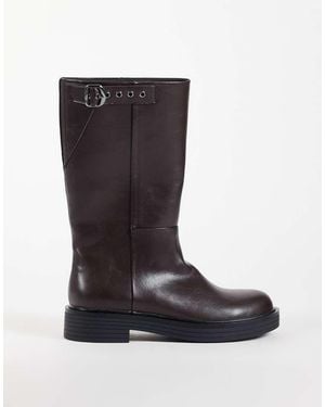 ASOS Culhane Pull On Trucker Mid Calf Boots - Black