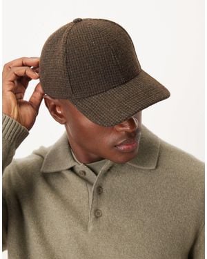 ASOS Brushed Plaid Cap - Brown