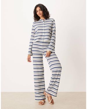 ASOS Pantalon d'ensemble à rayures effet coupé-cousu - ivoire - Blanc