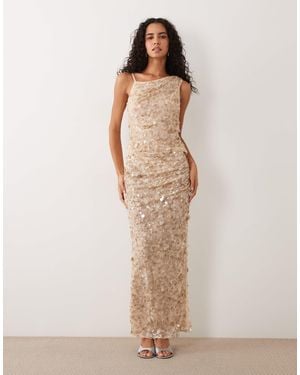 ASOS Kombiteil maxirock mit pailletten, geraffter taille und seitlichem schlitz - Natur