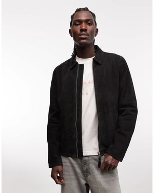 Schott Nyc Blouson harrington en daim véritable - Noir
