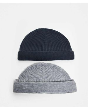 Only & Sons 2 Pack Fisherman Beanie Hats - Blue