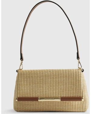 River Island Raffia Bar Front Shoulder Bag - Natural