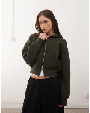 Weekday Danni Scuba-Style Fabric Zip Hoodie - Black