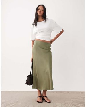 Vila Satin Maxi Skirt - Green