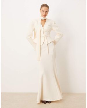 ASOS Falda De Sastre Larga Amarillo Pastel De Corte Sirena De (Parte De Un Conjunto) - Neutro