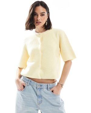 Pieces Soft Knit Short Sleeve Cardigan - White