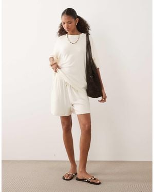 ASOS Textured Knit Runner Shorts - Natural