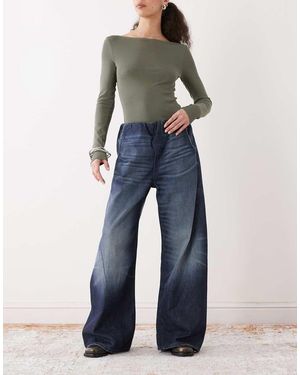 Weekday Joggers Vaqueros De Pernera Ancha Sin Cinturilla De - Azul