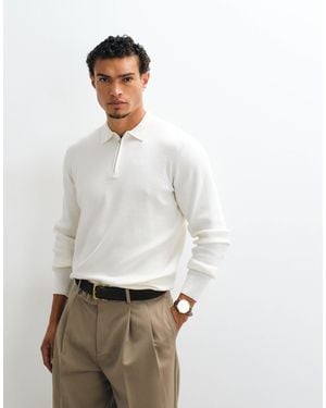 ASOS Essential Knitted Lightweight Zip Polo - White