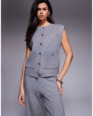 River Island Knitted Detail Waistcoat - Gray