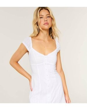 Hollister Petite Cap Sleeve Button Mini Dress - White