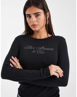 Levi's Essential Long Sleeve T-shirt With Glitter Logo - Black