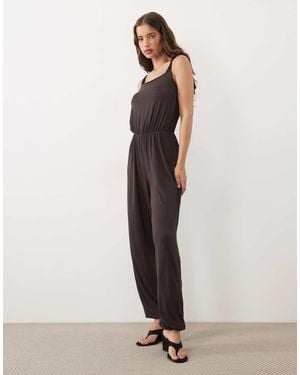 Miss Selfridge Jumpsuit Met Strikbandjes Op De Schouders En Ballonbroek - Naturel