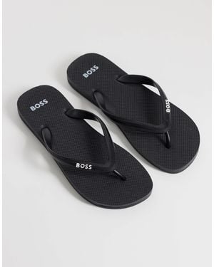 BOSS Classic Logo Flip Flops - Black