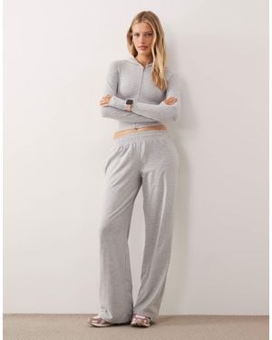 Kaiia Cotton Rich Wide Leg Sweatpants - Gray