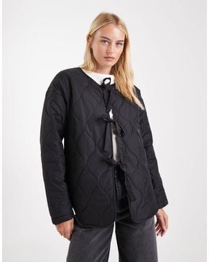 Vero Moda Tie Front Quilted Jacket - Blue